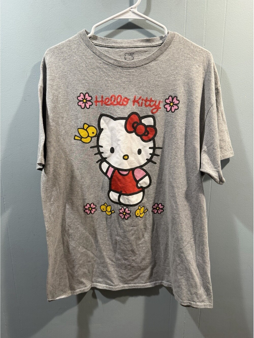 Womens Hello Kitty T Shirt Size XL Gray Kitty Print